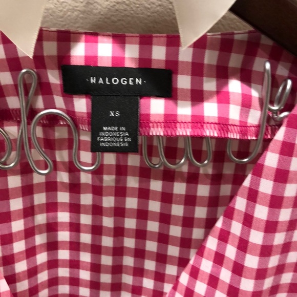 🎀NWOT Halogen Wrap Pink Gingham Shirt-XS 🎀 - Picture 3 of 6